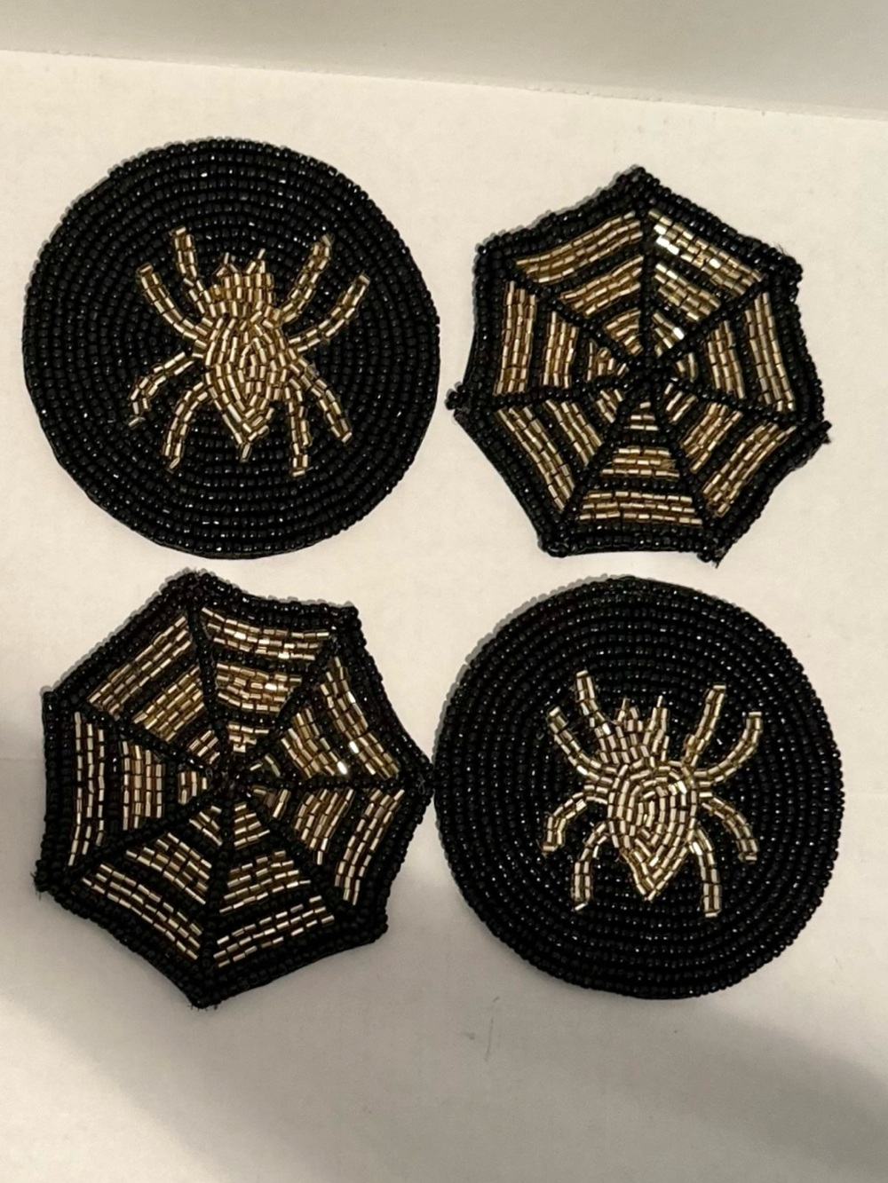 Tiramisu NWT 4Pk Spider & Web Halloween Beaded Coasters